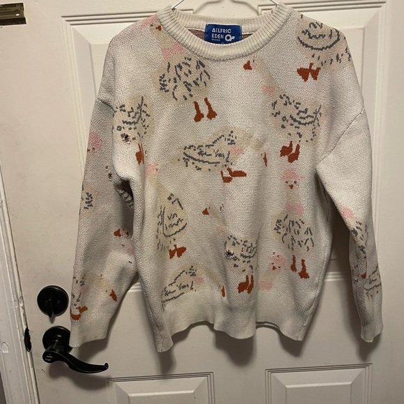 Aelfric Eden Sweaters - Aelfric Eden Cream and Pink Goose Graphic Women's Sweater